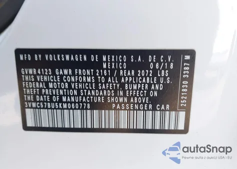 2019 Volkswagen Jetta S/Se/R-Line from USA, damaged, VIN 3VWC57BU5KM060778